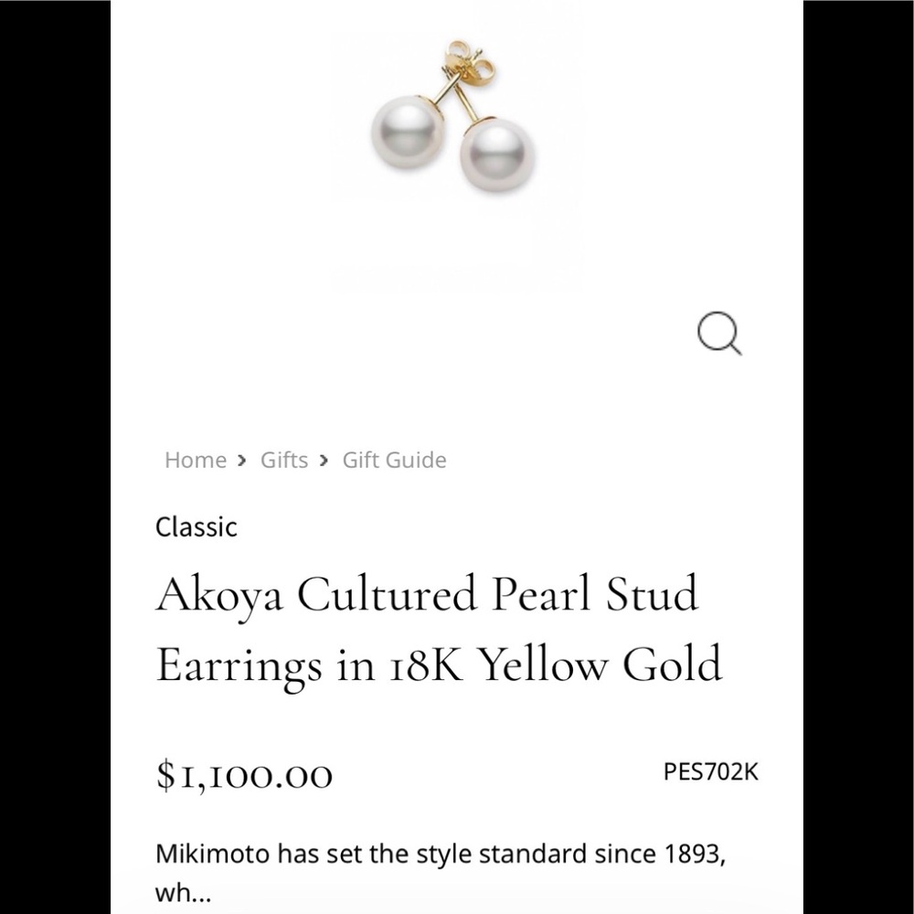 Authentic Mikimoto 18k Yellow Gold Earrings
